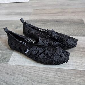 BOBS from Skechers Black Lace Slip-On Flats